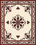 Dark Floral Medallion Border Design Rug