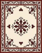 Dark Floral Medallion Border Design Rug