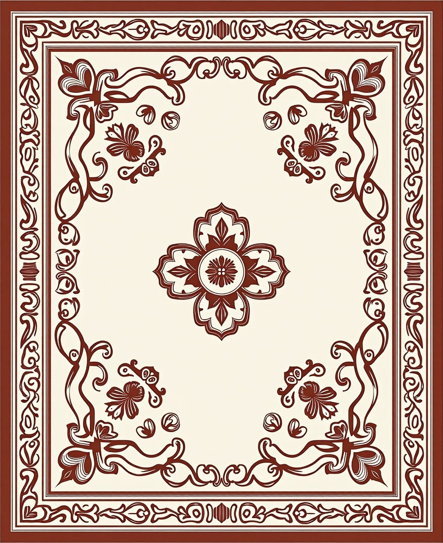 Vine and Floral Scroll Borders Rug