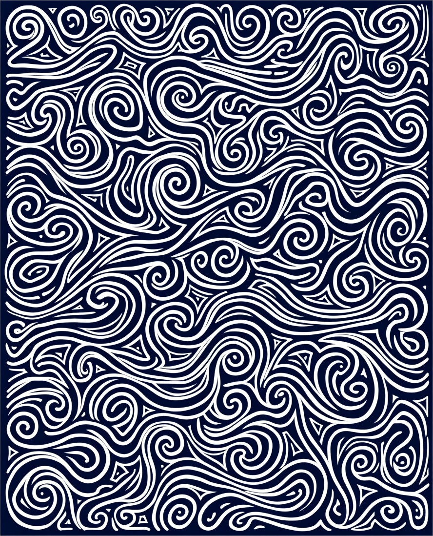 Monochromatic Swirling Ink Pattern Rug