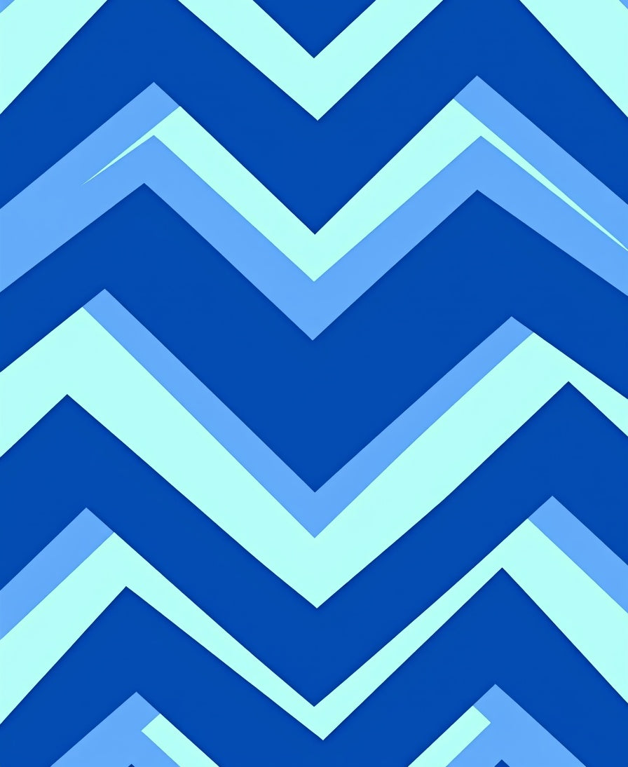 Geometric Chevron Blue Waves Rug