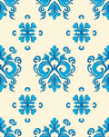 Elegant Blue Floral Damask Pattern Rug