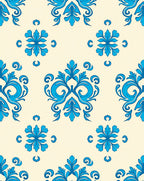 Elegant Blue Floral Damask Pattern Rug