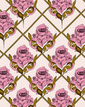 Pink Floral Lattice Art Deco Rug