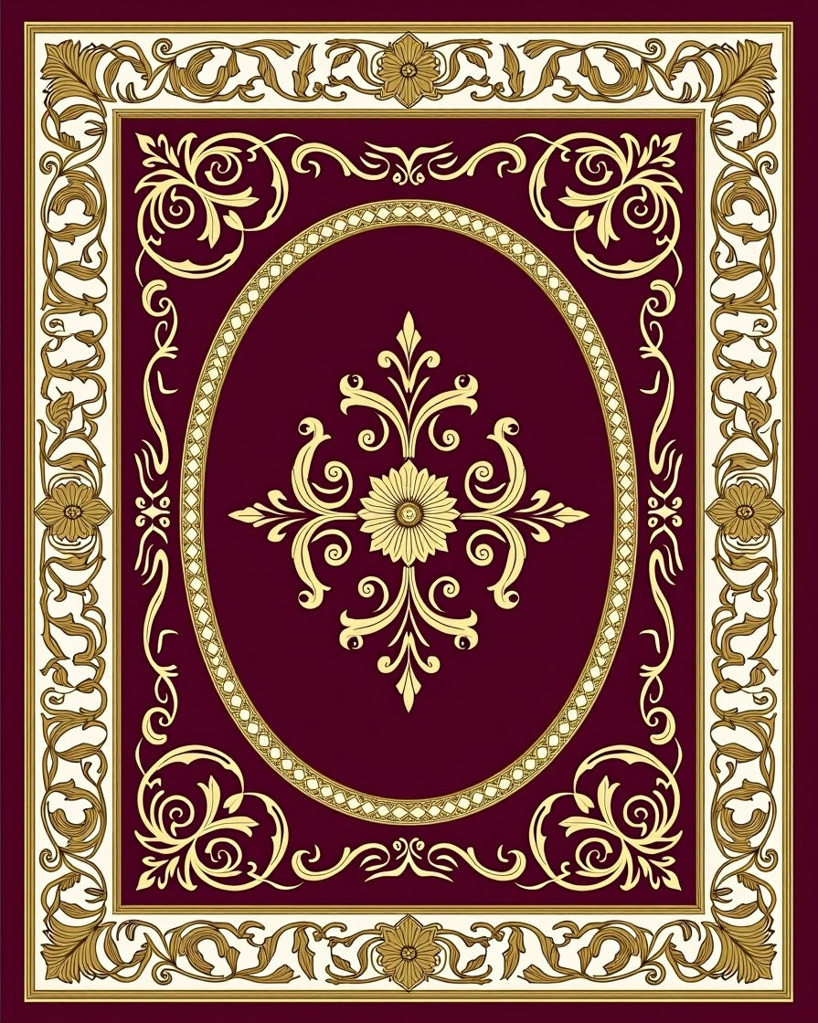Ornate Floral Swirl Detailed Rug