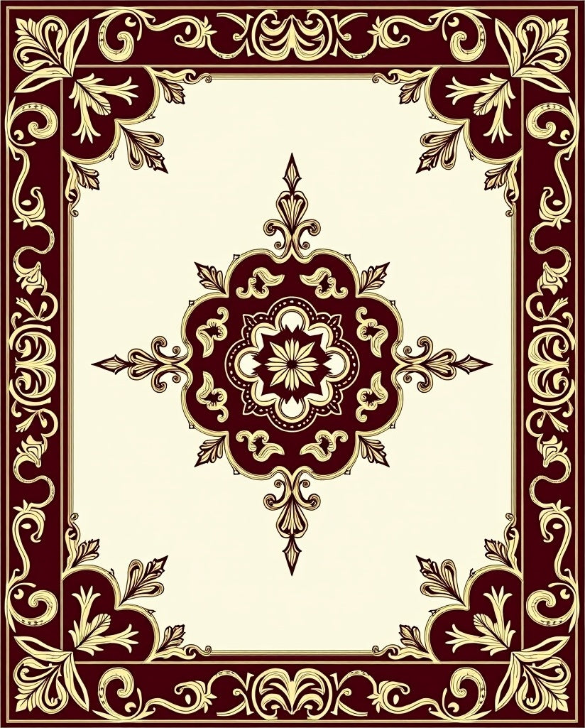 Rich Floral Motif Border Design Rug