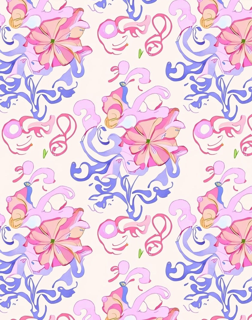 Whimsical Floral Swirls Pastel Rug