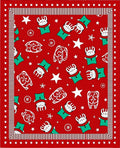 Festive Red Cartoon Character Stars Rug