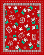 Festive Red Cartoon Character Stars Rug