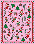 Whimsical Pink Christmas Elf Stars Rug