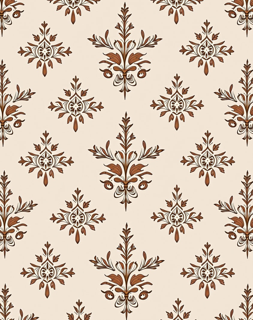 Ornate Damask Floral Pattern Rug