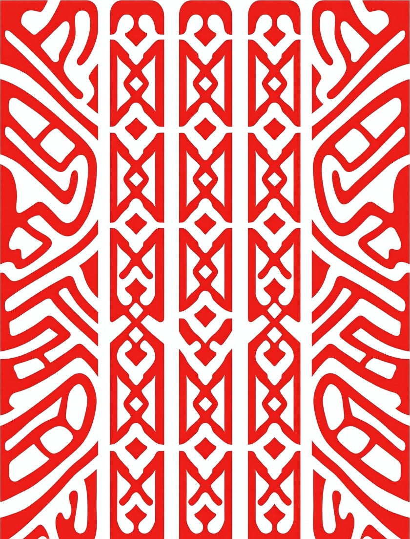 Abstract Red Symmetry Design Rug
