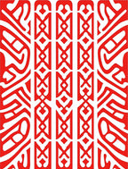 Abstract Red Symmetry Design Rug