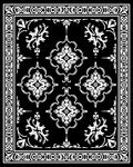 Ornate Black White Damask Patterned Rug