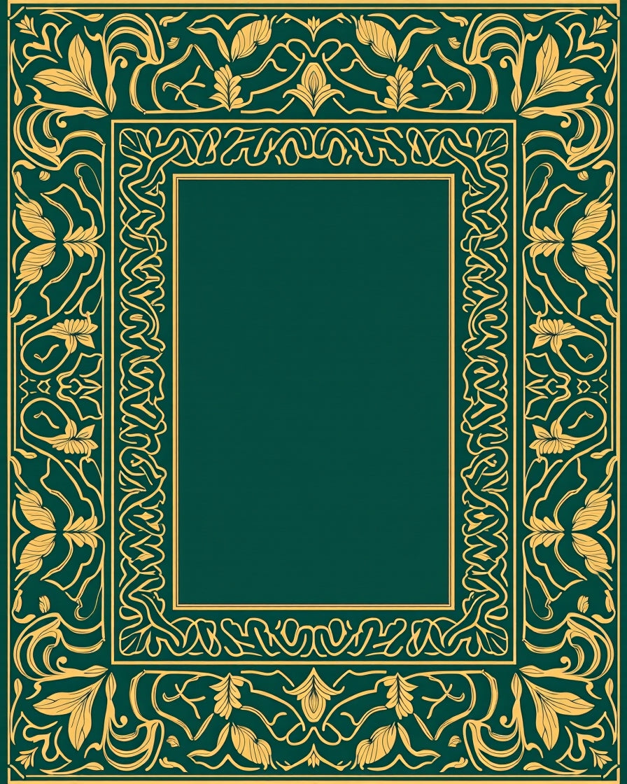 Elegant Gold Leaf Victorian Style Art Rug