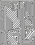 Abstract Black White Geometric Maze Pattern Rug