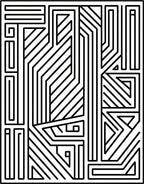 Abstract Black White Geometric Maze Pattern Rug