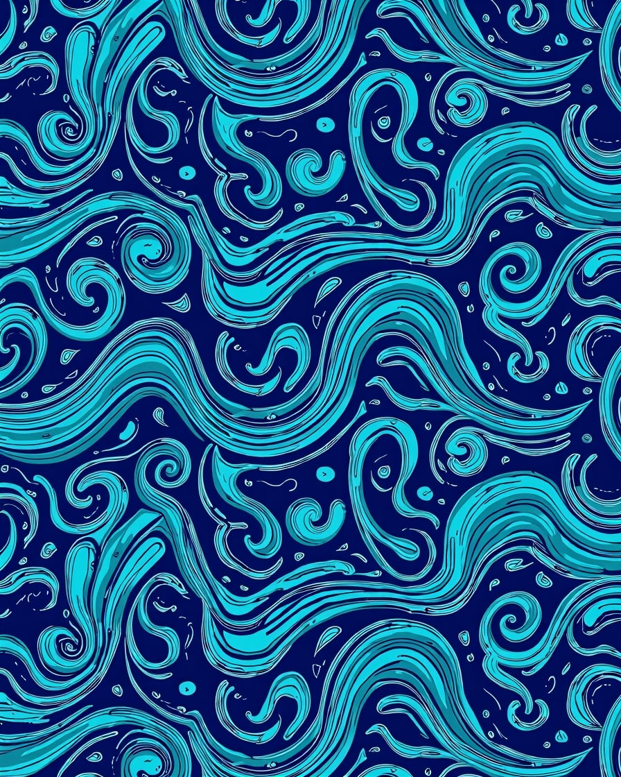 Aqua Swirl Abstract Fluid Pattern Rug