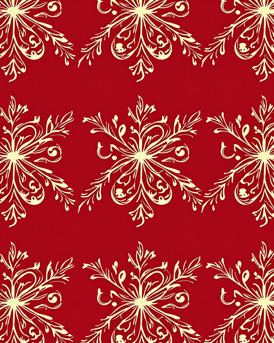 Crimson Cream Floral Swirl Repeat Rug
