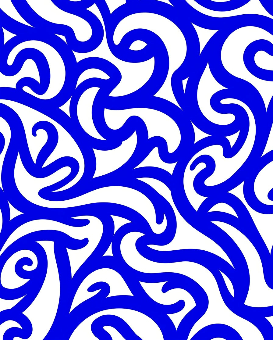 Bold Blue Swirl Pattern Rug