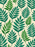 Tropical Leaf Pattern Cream Rug