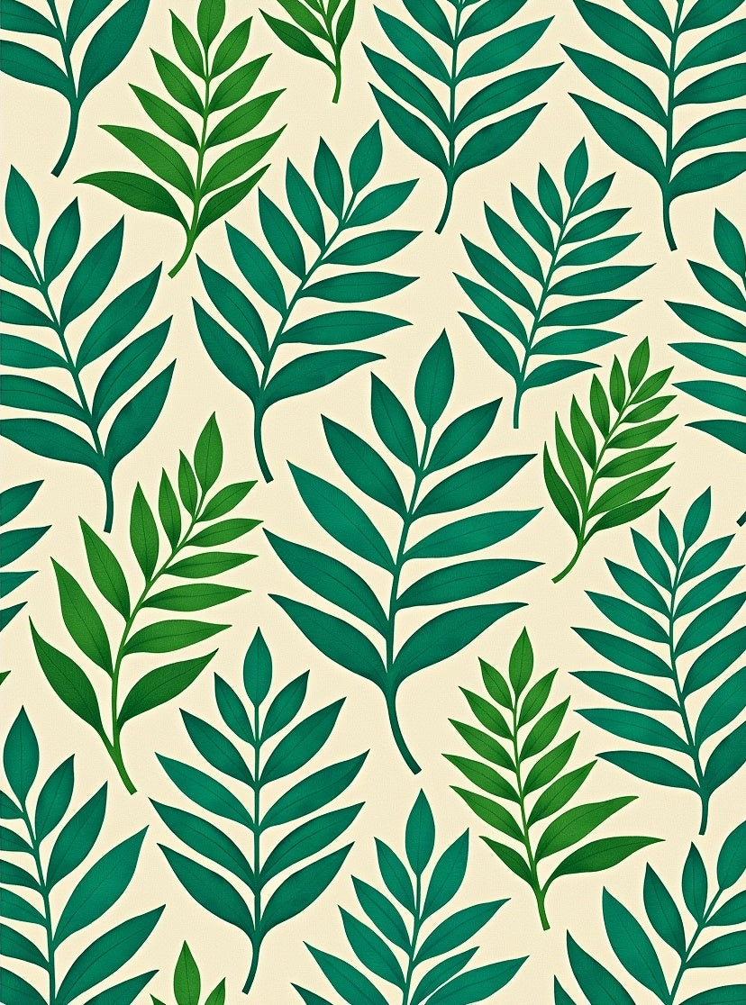 Tropical Leaf Pattern Cream Rug
