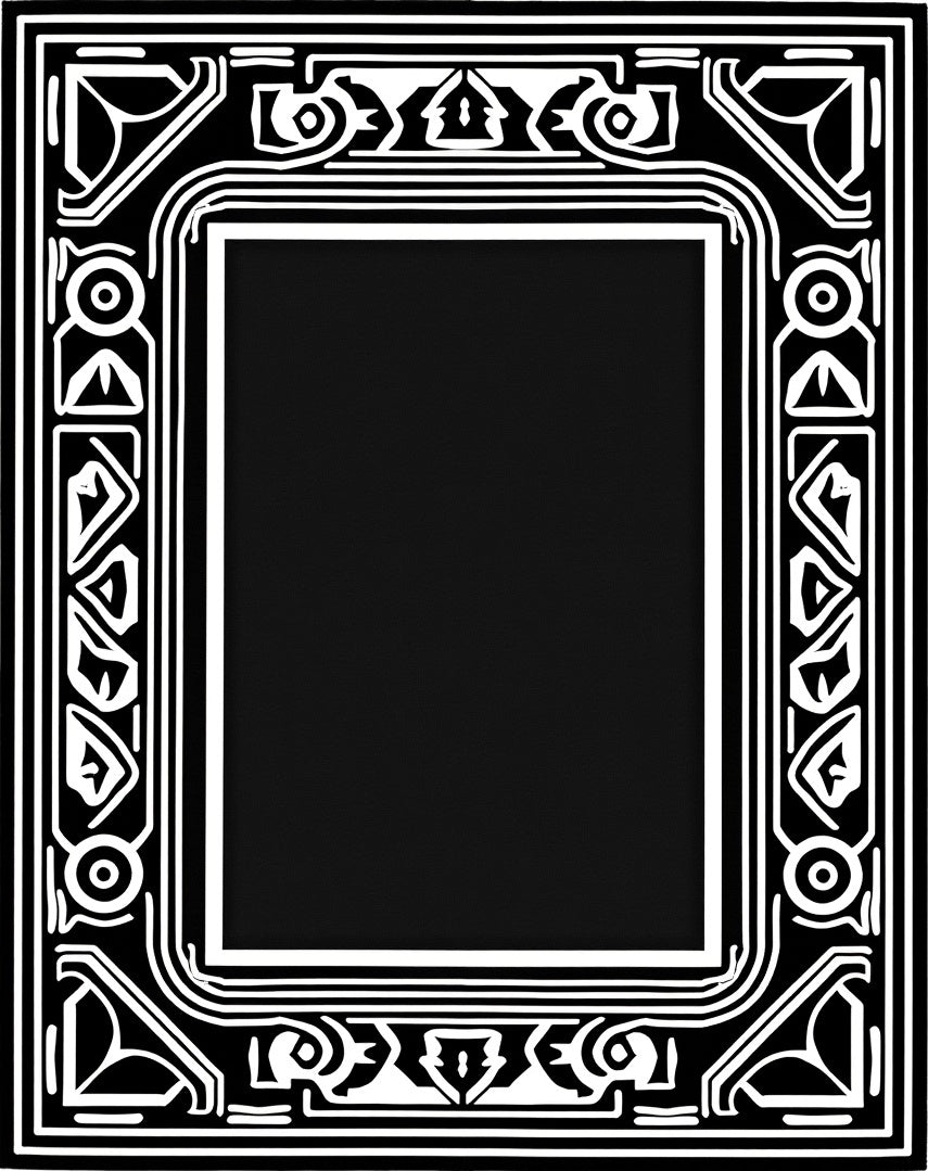 Geometric Art Deco Black White Rug
