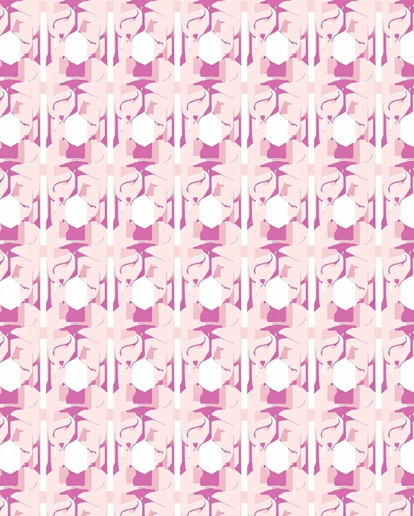 Pink Abstract Geometric Hexagon Pattern Rug