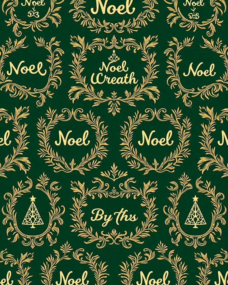 Emerald Gold Noel Wreath Medallion Rug
