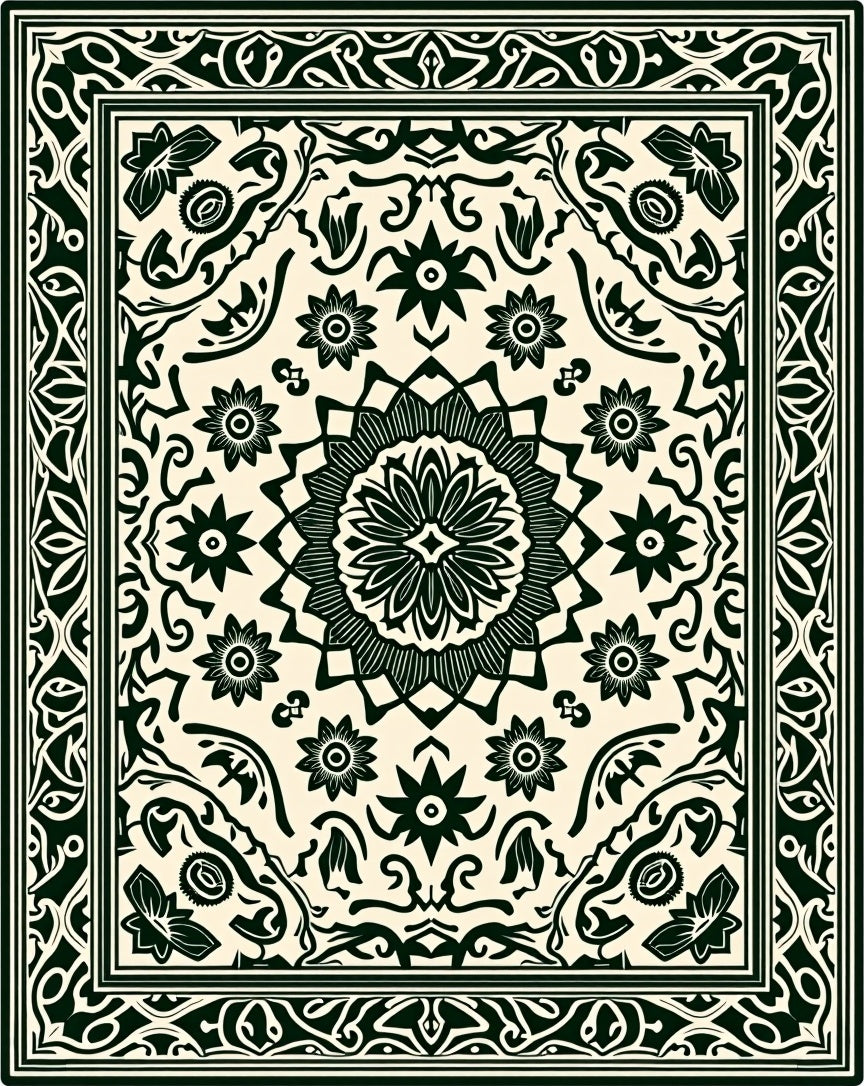 Ornate Floral Mandala Patterned Rug