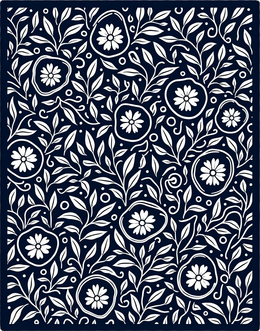 Classic Floral Vine Dot Pattern Rug