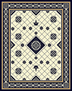 Classic Navy Diamond Star Pattern Rug