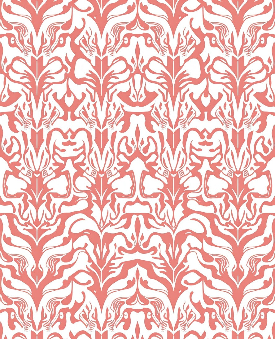 Coral White Repeating Abstract Pattern Rug