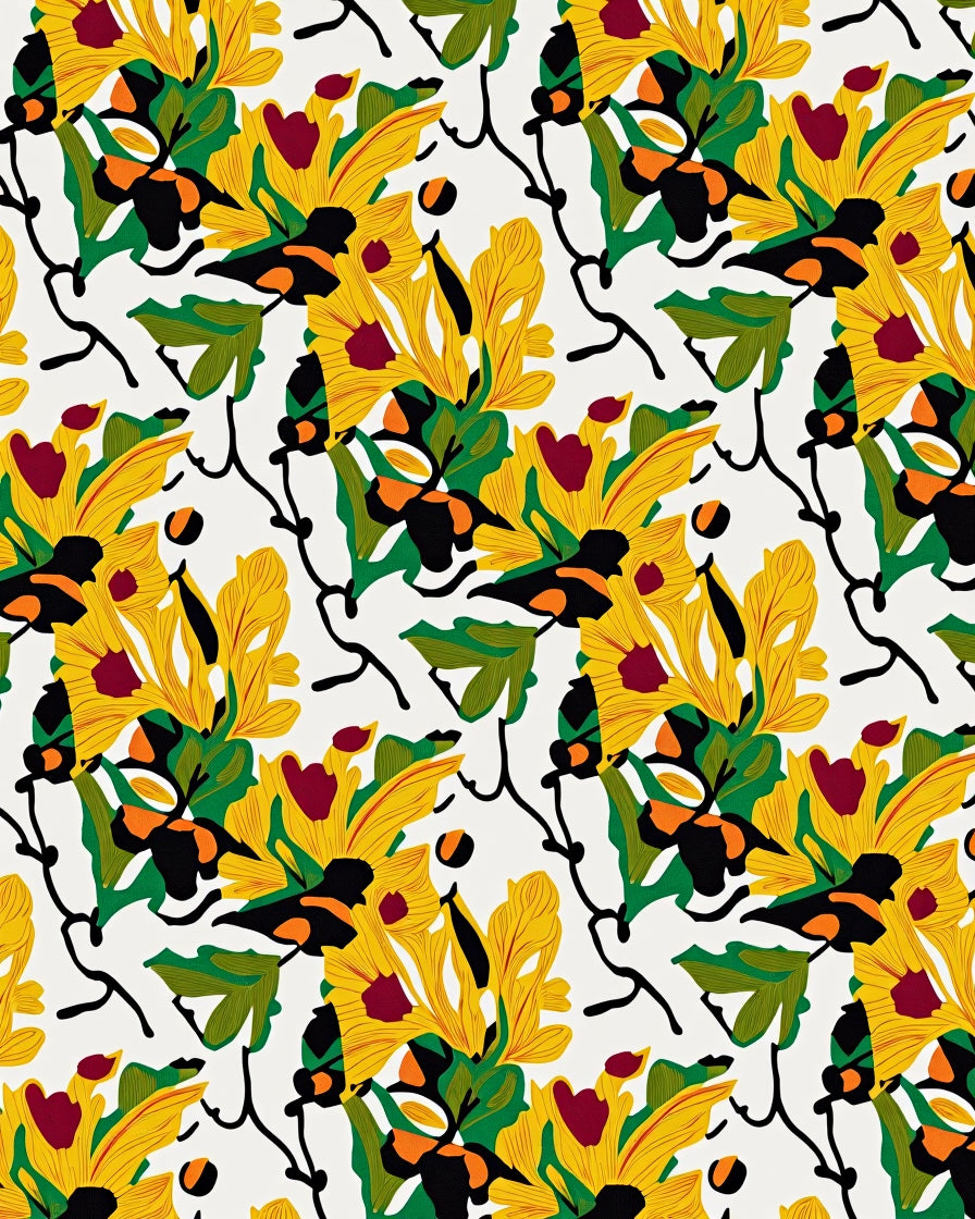 Bold Tropical Floral Pattern Rug