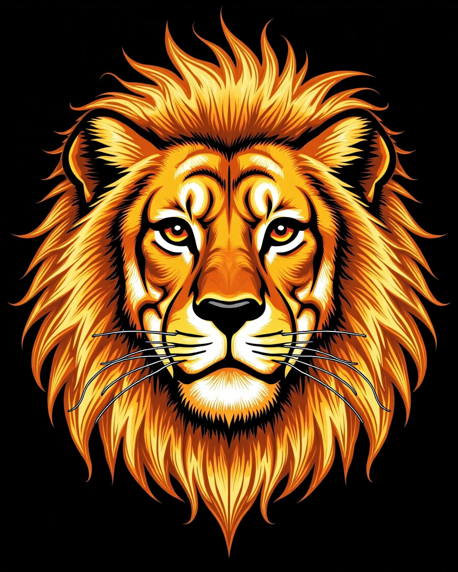 Fiery Lion Head Graphic Rug