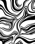 Abstract Swirls Black White Pattern Rug