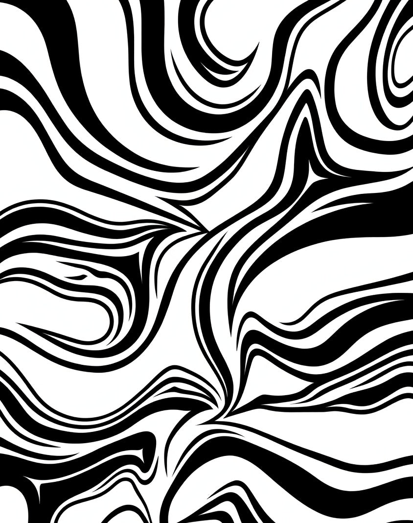 Abstract Swirls Black White Pattern Rug