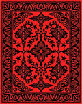 Bold Red Black Ornate Geometric Pattern Rug