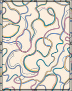 Abstract Wavy Line Color Block Rug