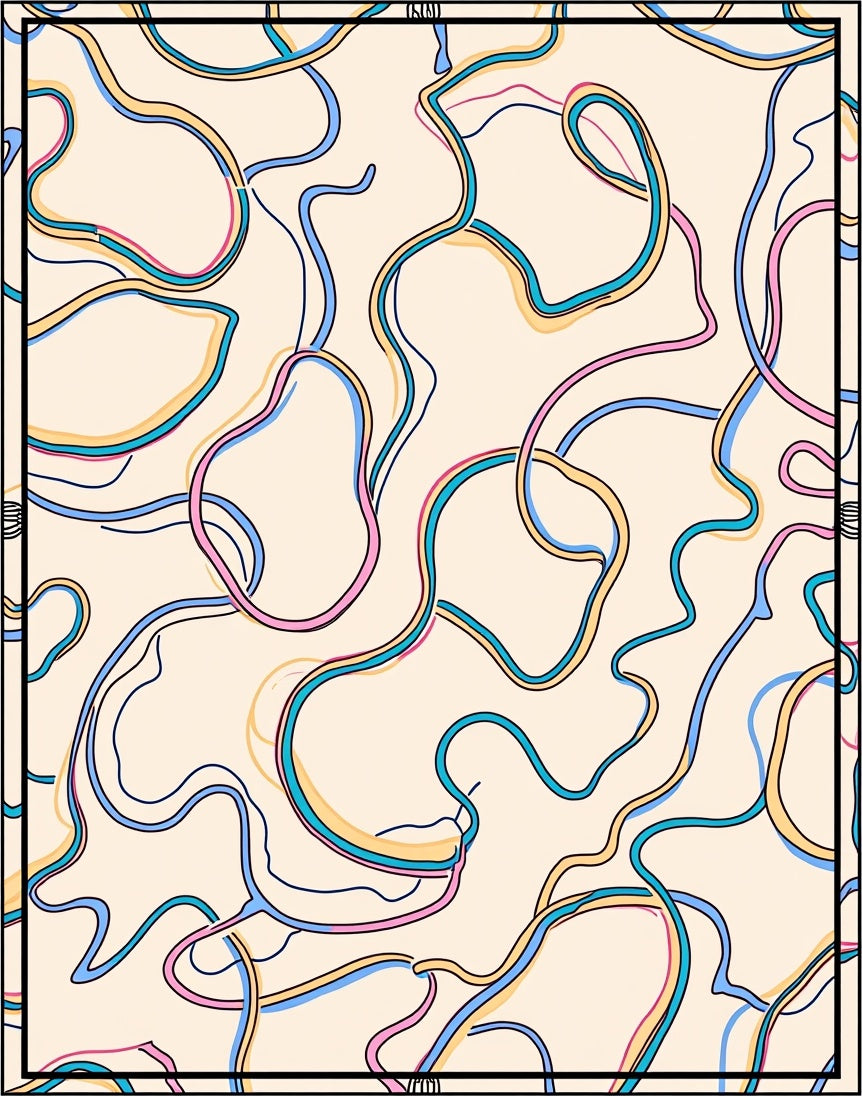 Abstract Wavy Line Color Block Rug