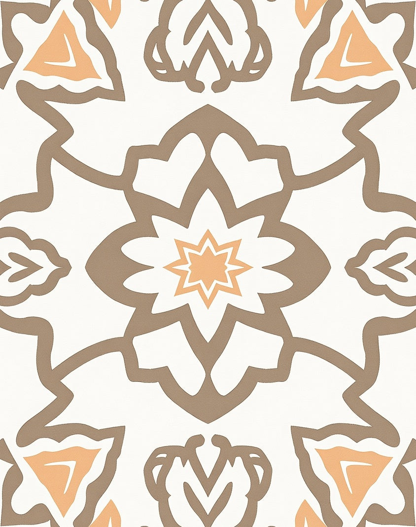 Cream Peach Neutral Organic Pattern Rug