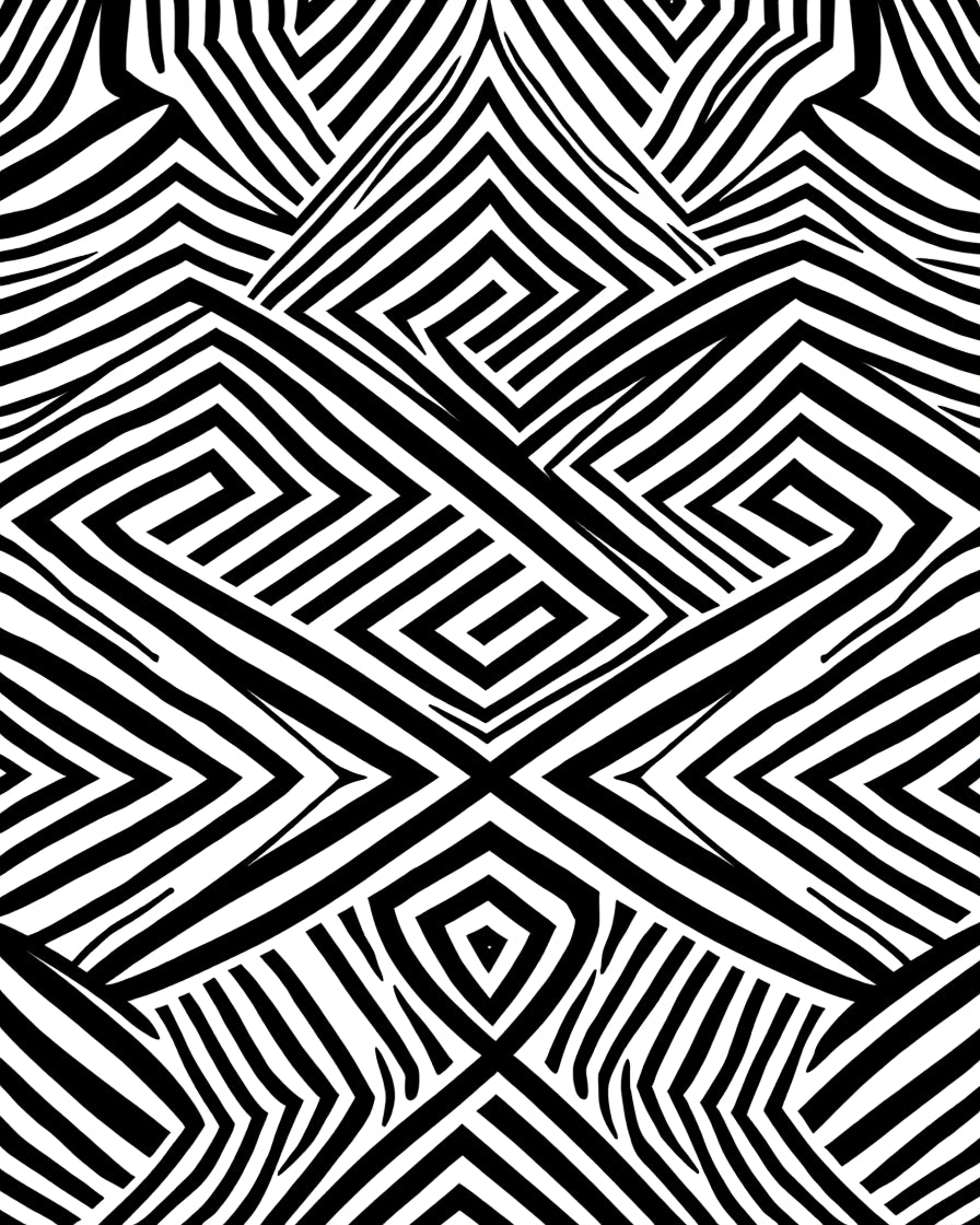 Bold Black White Geometric Maze Rug