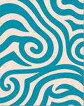 Teal and Cream Swirl Abstract Rug