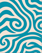 Teal and Cream Swirl Abstract Rug