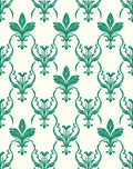 Classic Green Floral Damask Pattern Rug