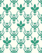Classic Green Floral Damask Pattern Rug