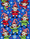 Christmas Elves With Snowflakes Blue Rug