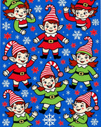 Christmas Elves With Snowflakes Blue Rug