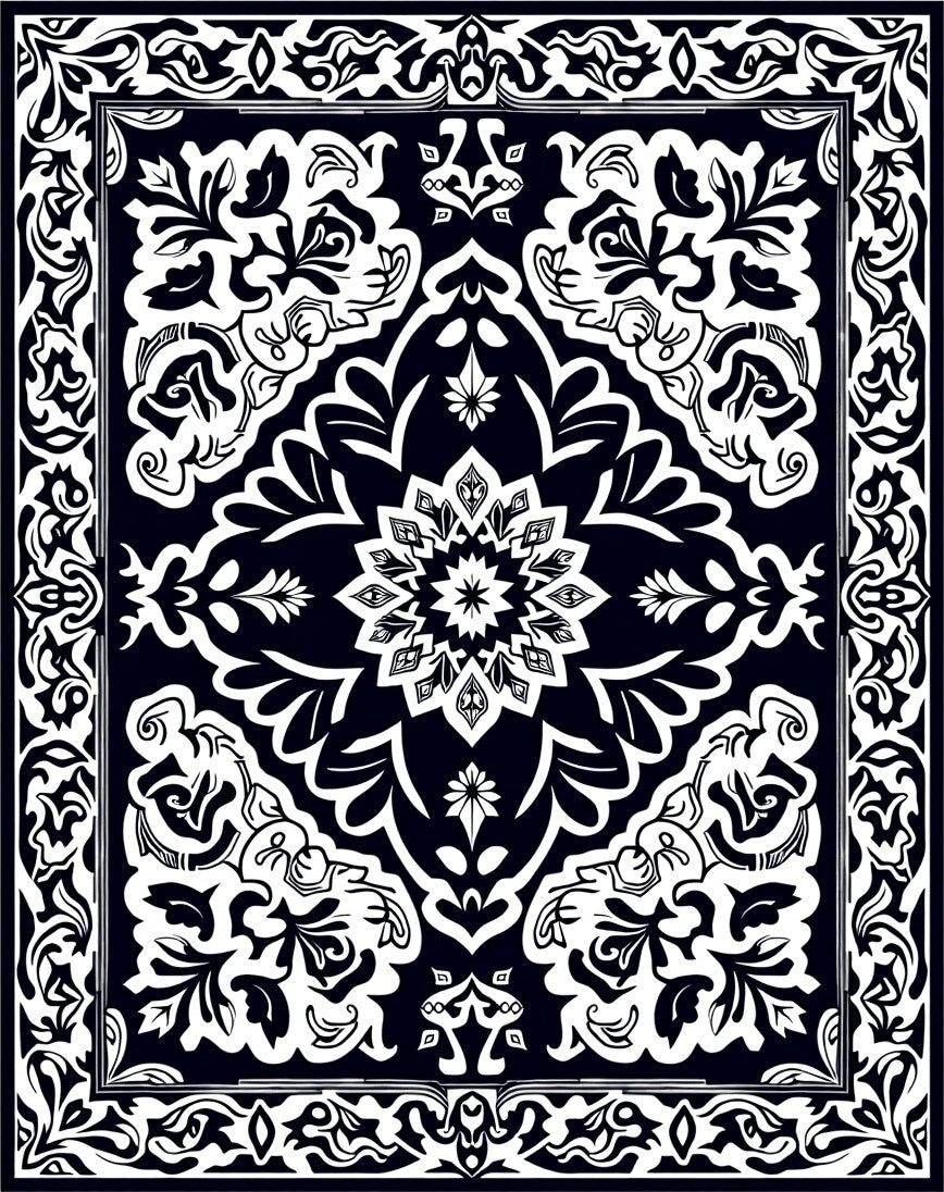 Classic Floral Mandala Patterned Rug