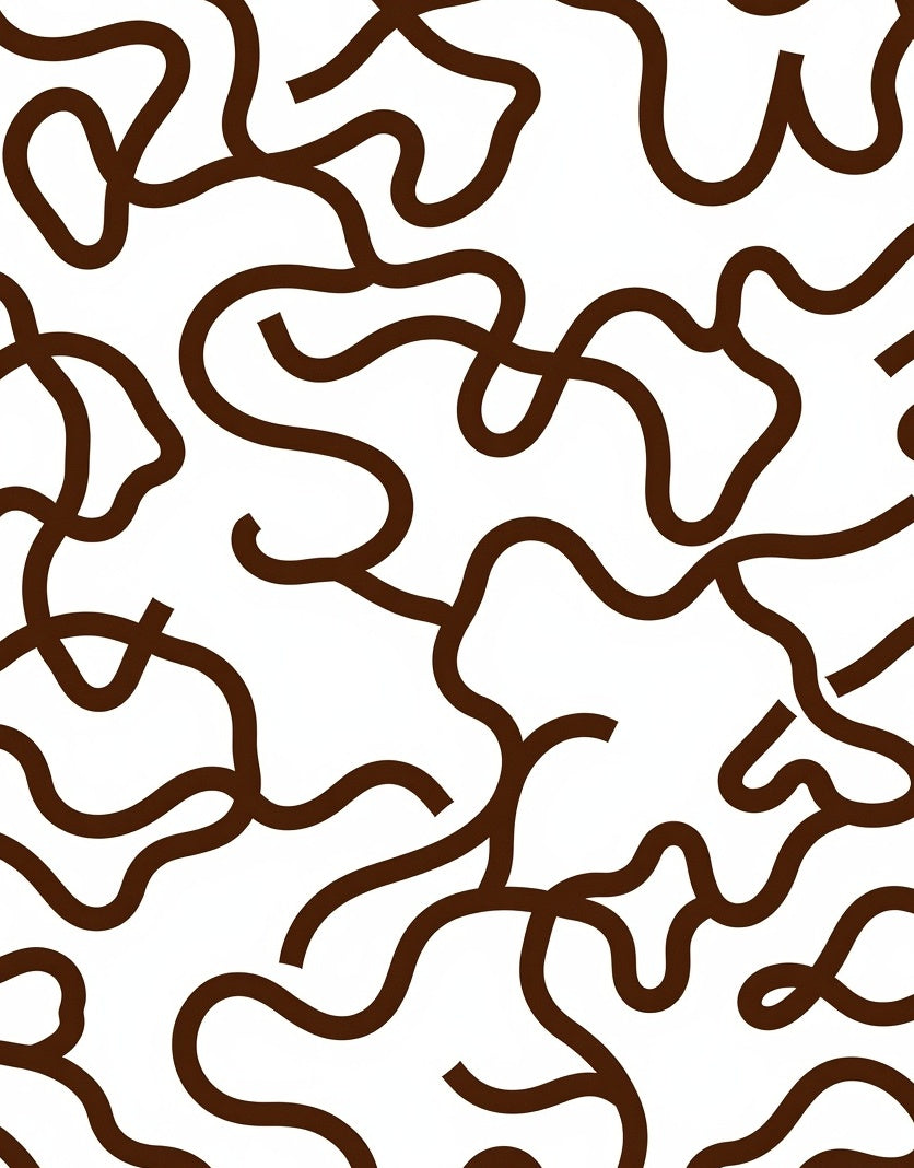 Abstract Brown Line Art Pattern Rug